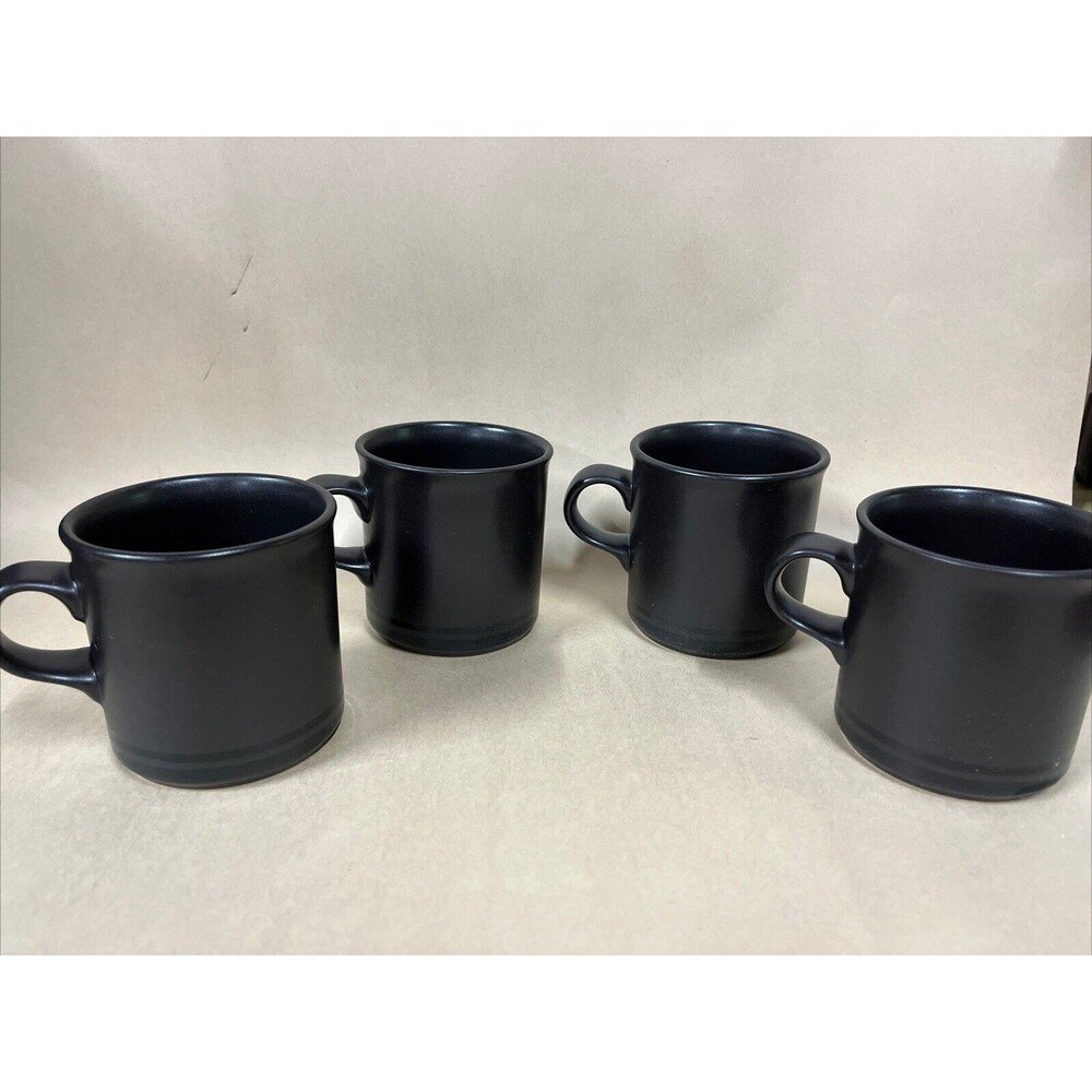 Pfaltzgraff Black Mug Set Of 4 Made In USA Midnight Sun Coffee Cup